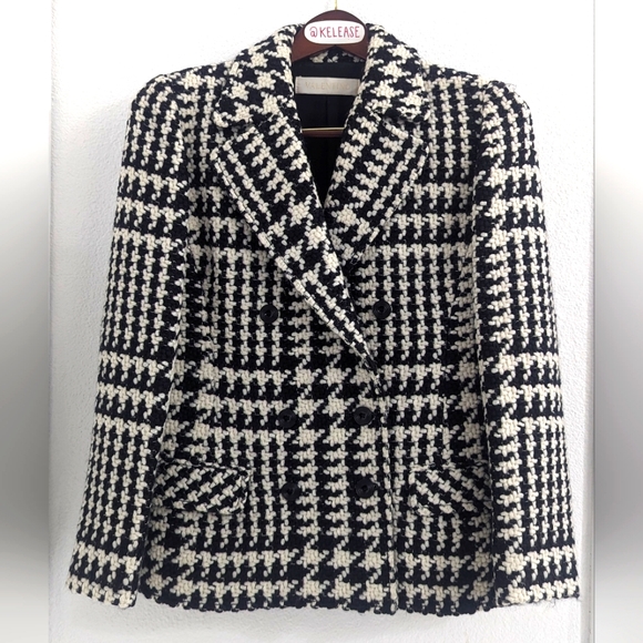 Valentino Peacoat Houndstooth Woven Jacket